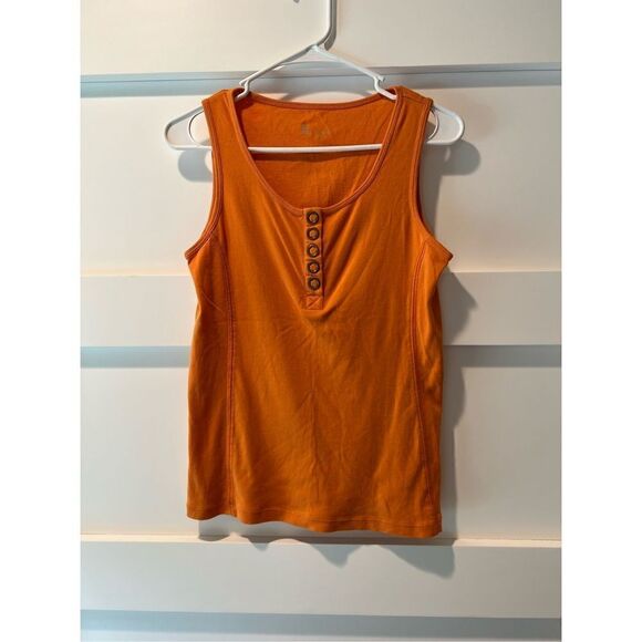 Elliott Lauren orange tank with button front - Picture 1 of 6